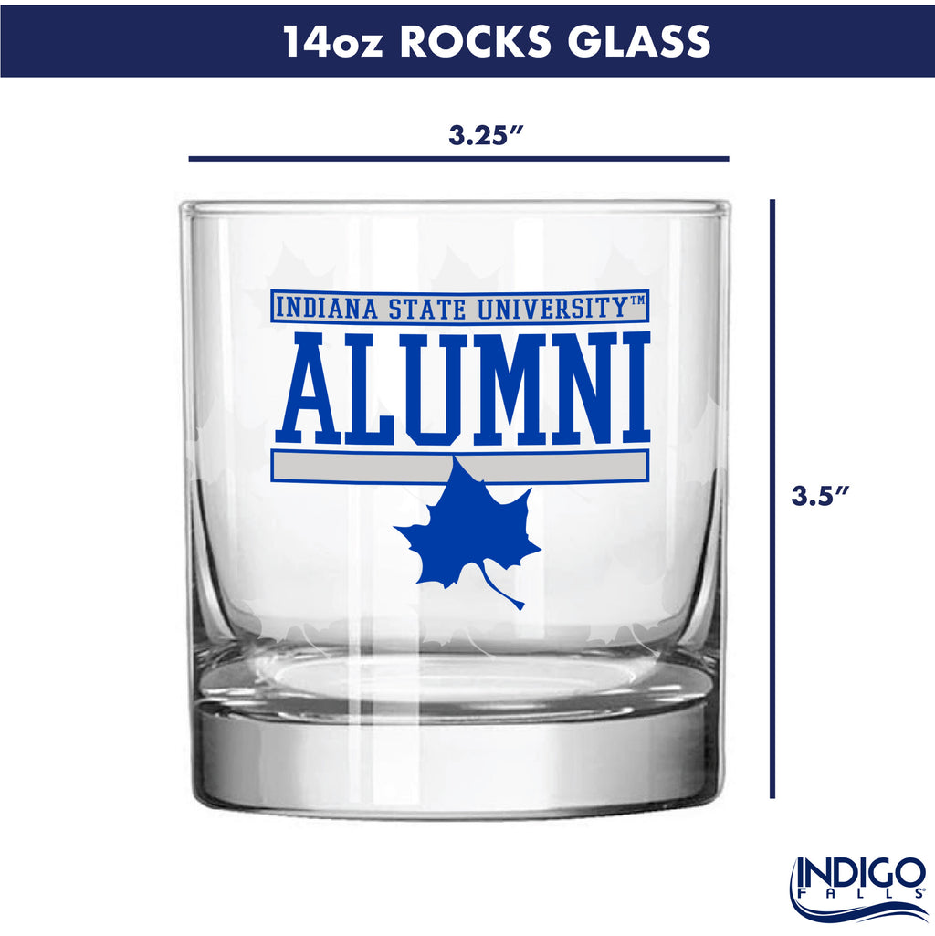 Set of 2 Indiana State Sycamores 14oz Alumni Rocks Glasses