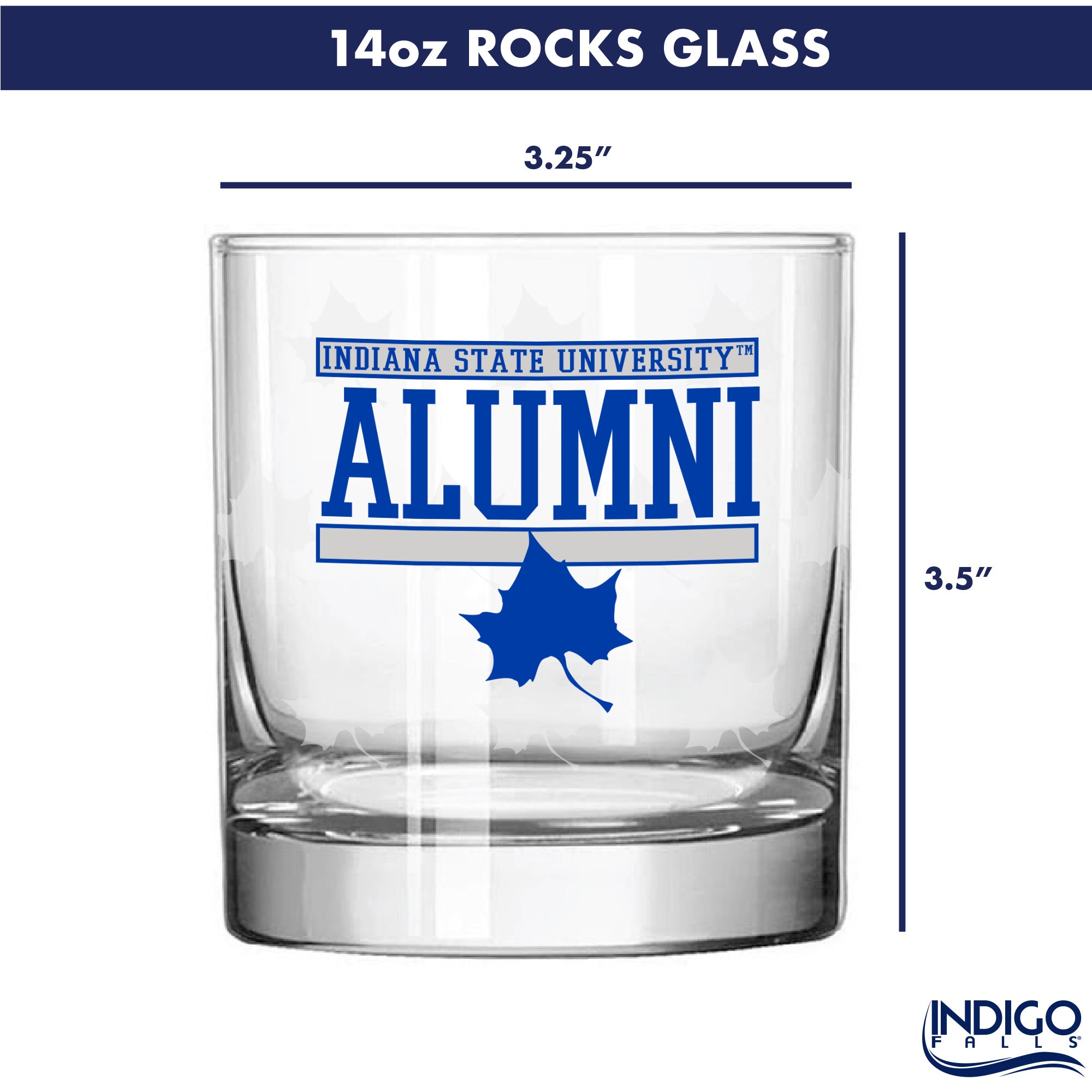 Set of 2 Indiana State Sycamores 14oz Alumni Rocks Glasses