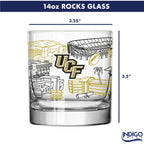 Set of 2 UCF Knights Campus Line Art 14oz Rocks Glasses