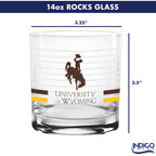 Set of 2 Wyoming Cowboys 14oz Ring Rocks Glasses