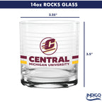 Set of 2 Central Michigan Chippewas 14oz Ring Rocks Glasses
