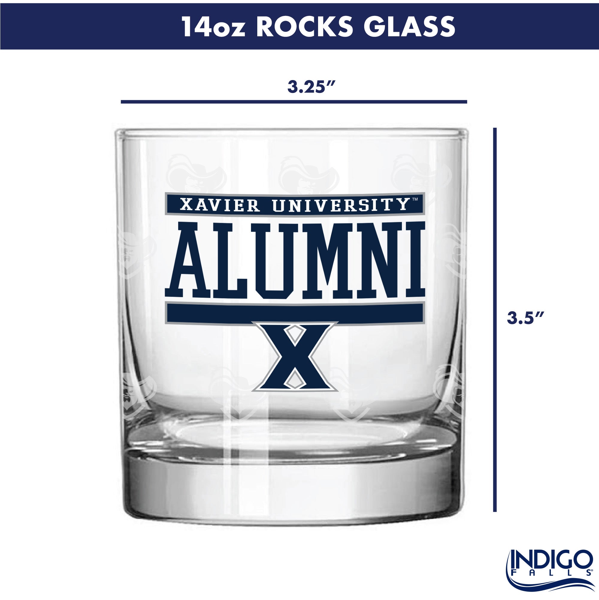 Set of 2 Xavier Musketeers 14oz Alumni Rocks Glasses