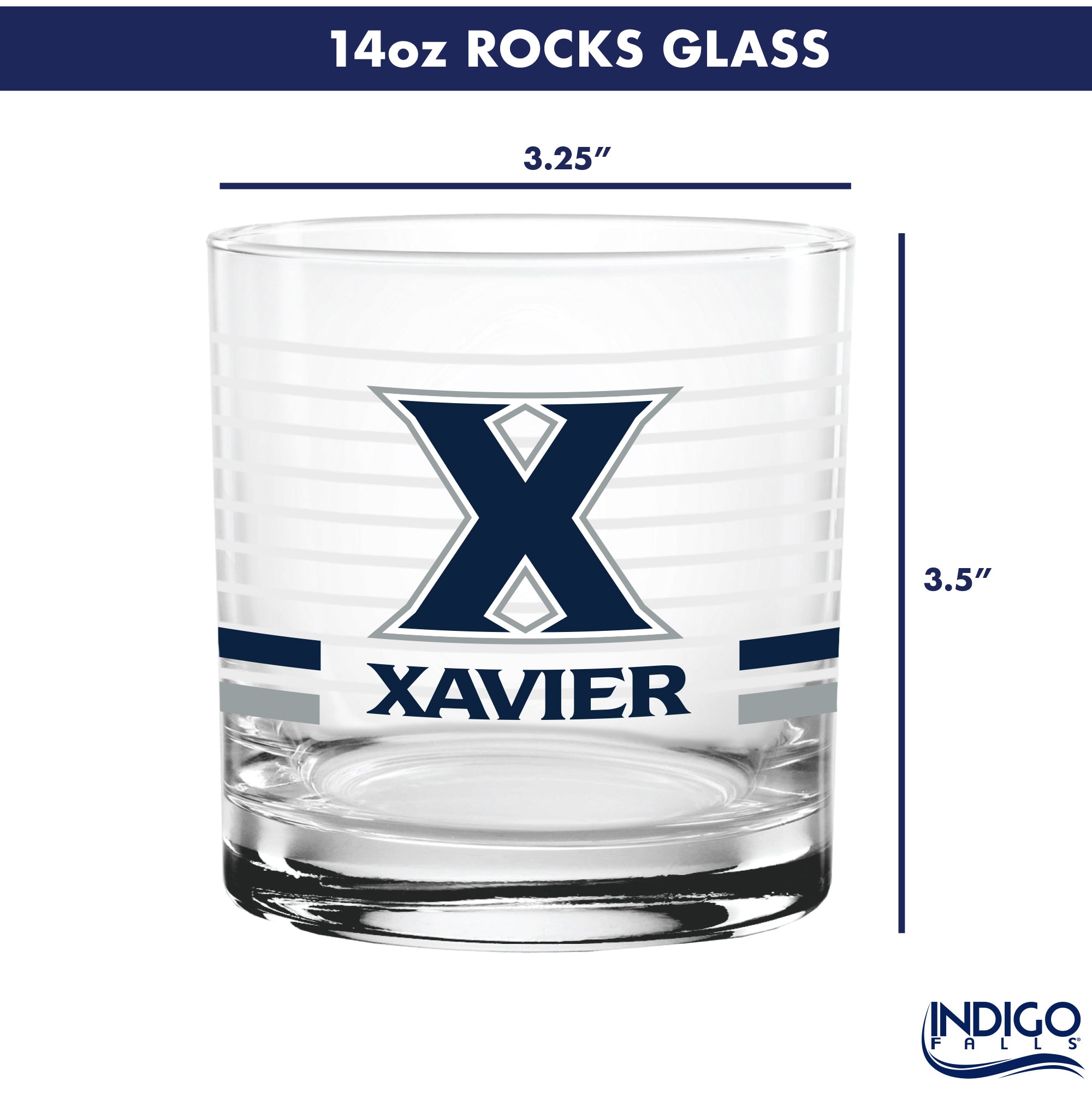 Set of 2 Xavier Musketeers 14oz Ring Rocks Glasses