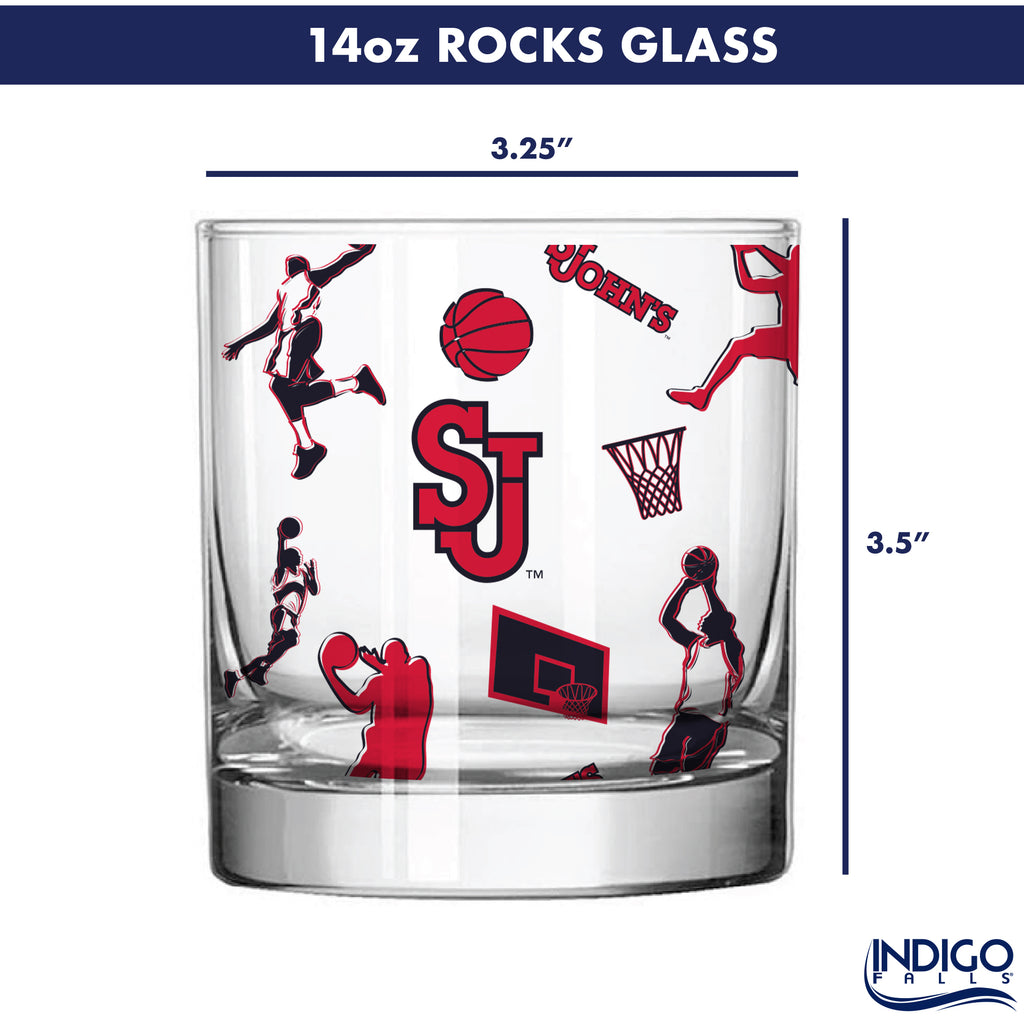 Set of 2 St. Johns Basketball Sketch 14oz Rocks Glasses