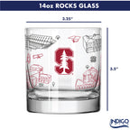 Set of 2 Stanford Cardinal Campus Line Art 14oz Rocks Glasses