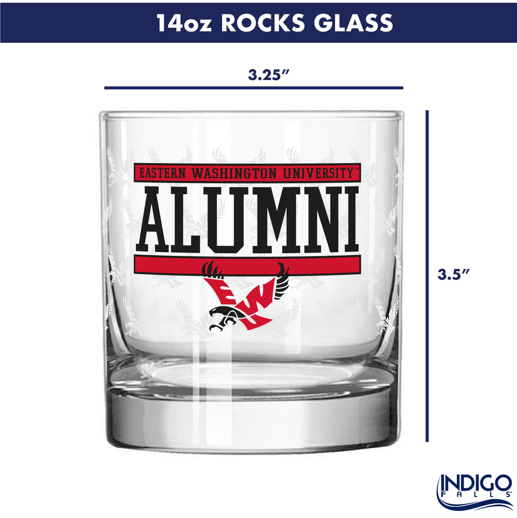 Set of 2 Eastern Washington Eagles 14oz Alumni Rocks Glasses