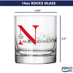 Set of 2 Northeastern Huskies Campus Line Art 14oz Rocks Glasses