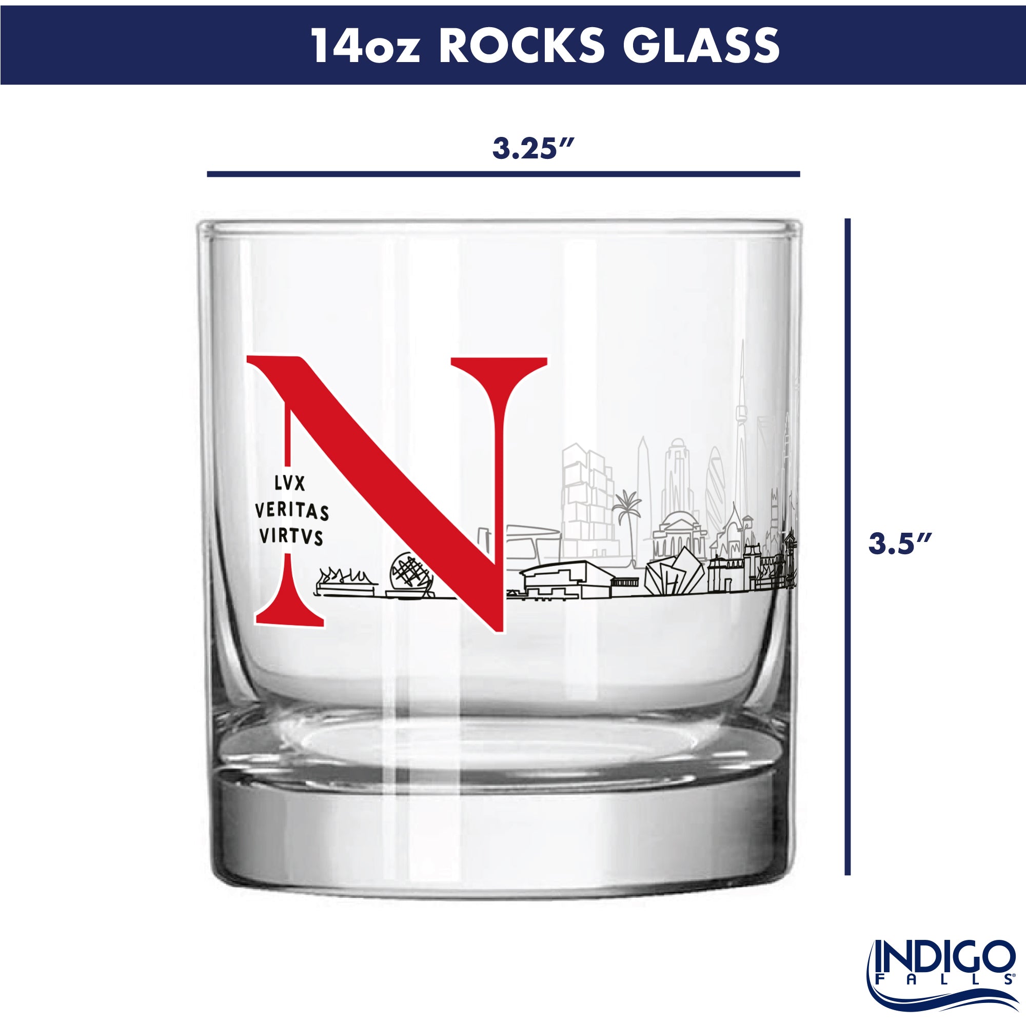 Set of 2 Northeastern Huskies Campus Line Art 14oz Rocks Glasses