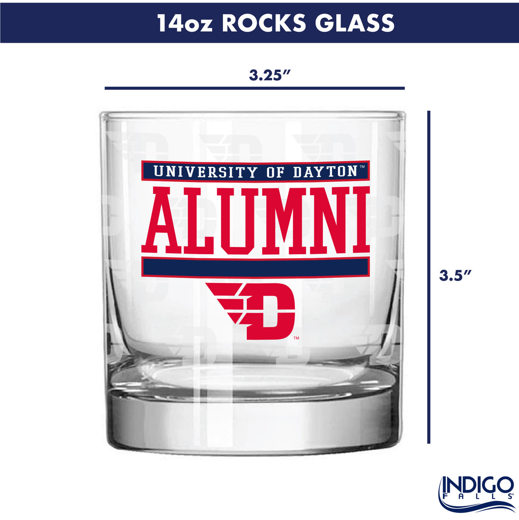 Set of 2 Dayton Flyers 14oz Alumni Rocks Glasses