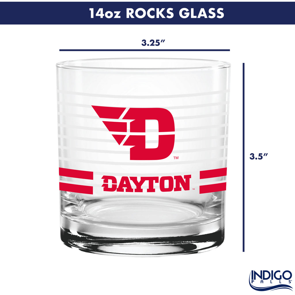 Set of 2 Dayton Flyers 14oz Ring Rocks Glasses