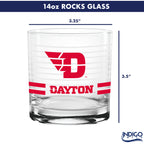 Set of 2 Dayton Flyers 14oz Ring Rocks Glasses