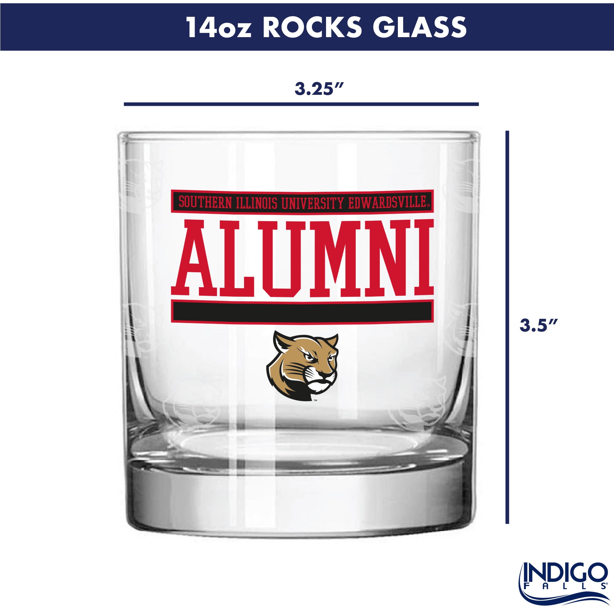 Set of 2 SIUE Cougars 14oz Alumni Rocks Glasses