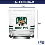Set of 2 Ohio Bobcats 14oz Ring Rocks Glasses
