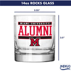 Set of 2 Miami Redhawks 14oz Alumni Rocks Glasses