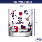 Set of 2 UConn Huskies Sketch 14oz Rocks Glasses