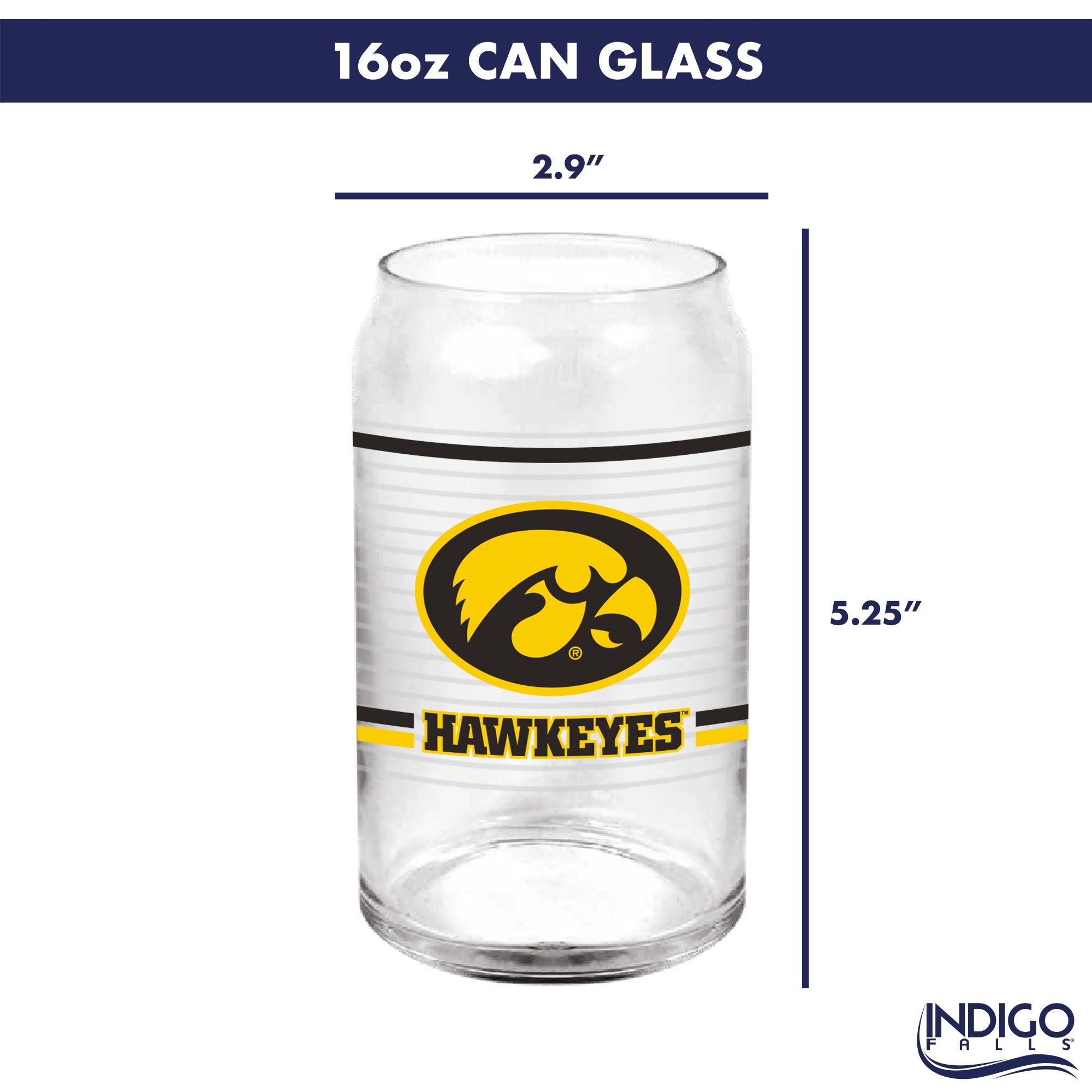 Set of 2 Iowa Hawkeyes 16oz XD Ring Can Glasses