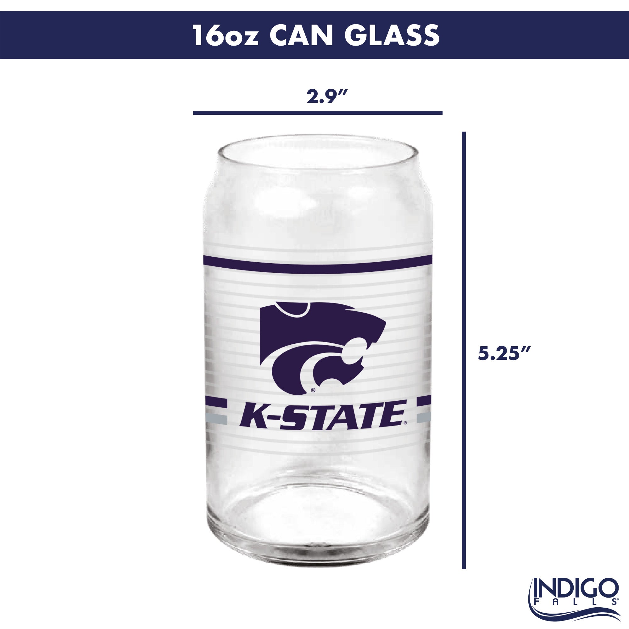 Set of 2 K-State Wildcats 16oz XD Ring Can Glasses