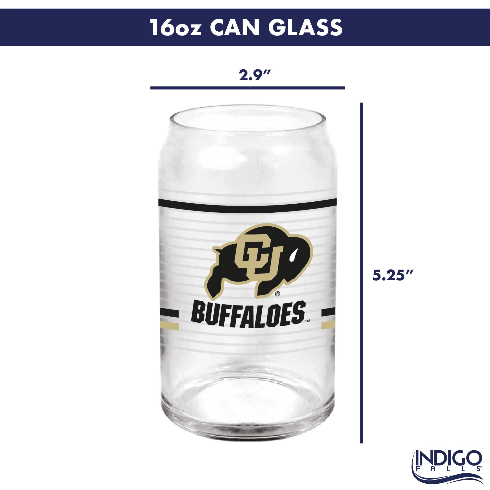 Set of 2 Colorado Buffaloes 16oz XD Ring Can Glasses