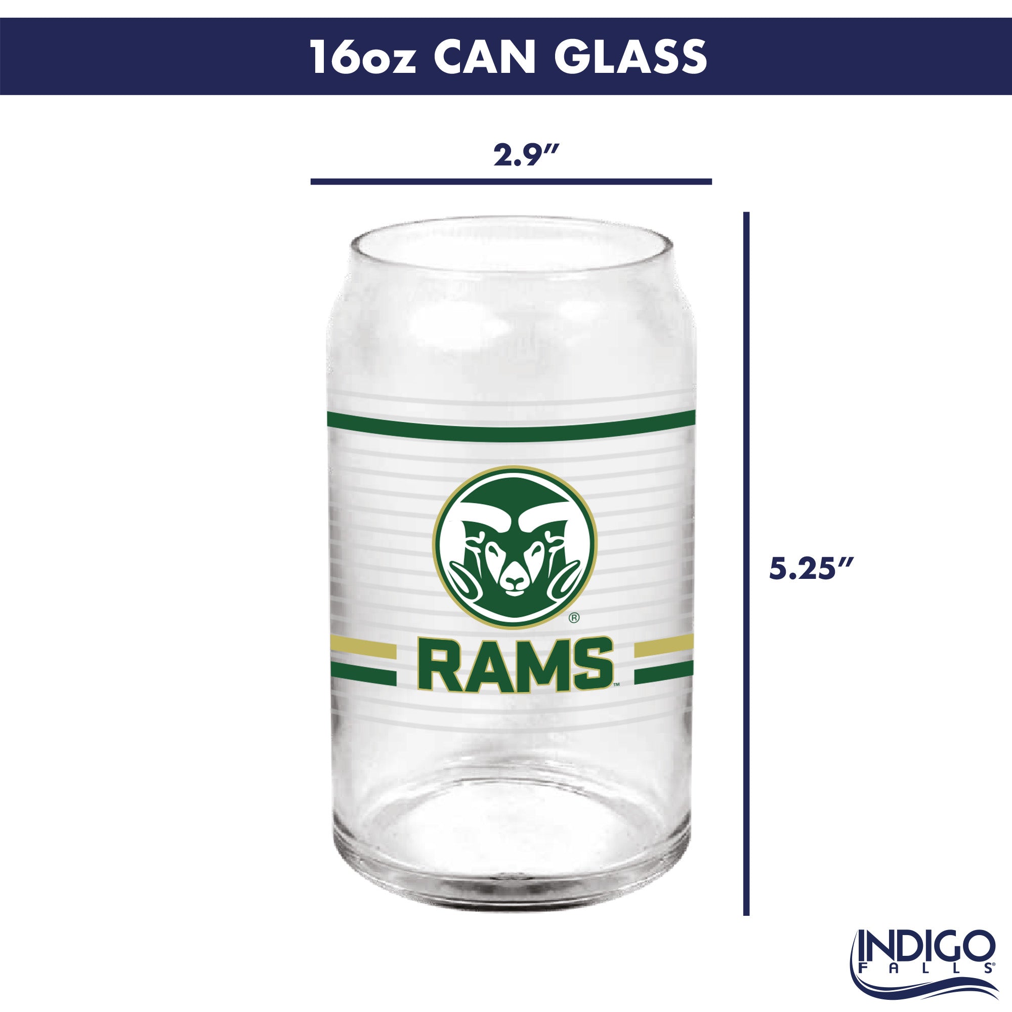 Set of 2 Colorado State Rams 16oz XD Ring Can Glasses