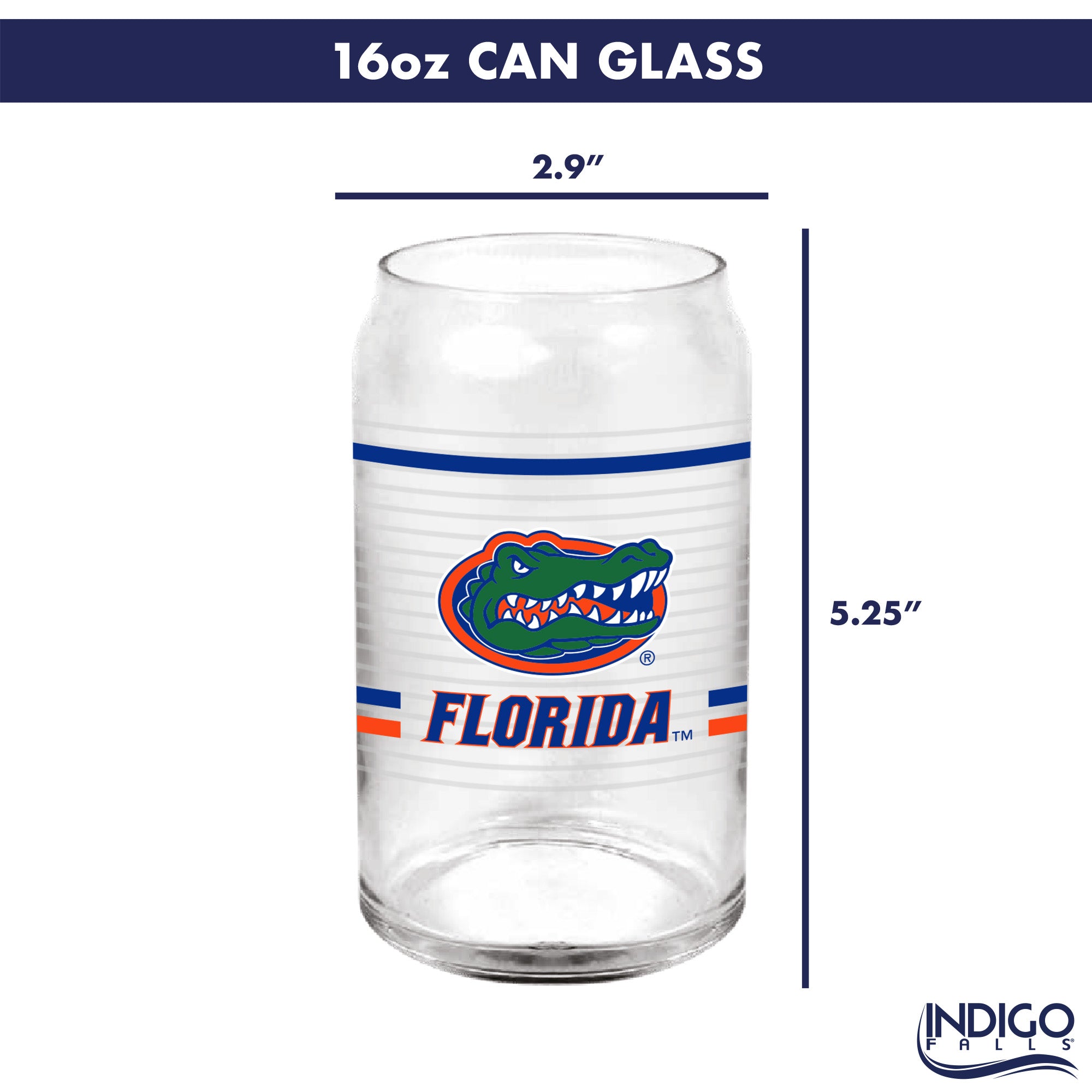 Set of 2 Florida Gators 16oz XD Ring Can Glasses