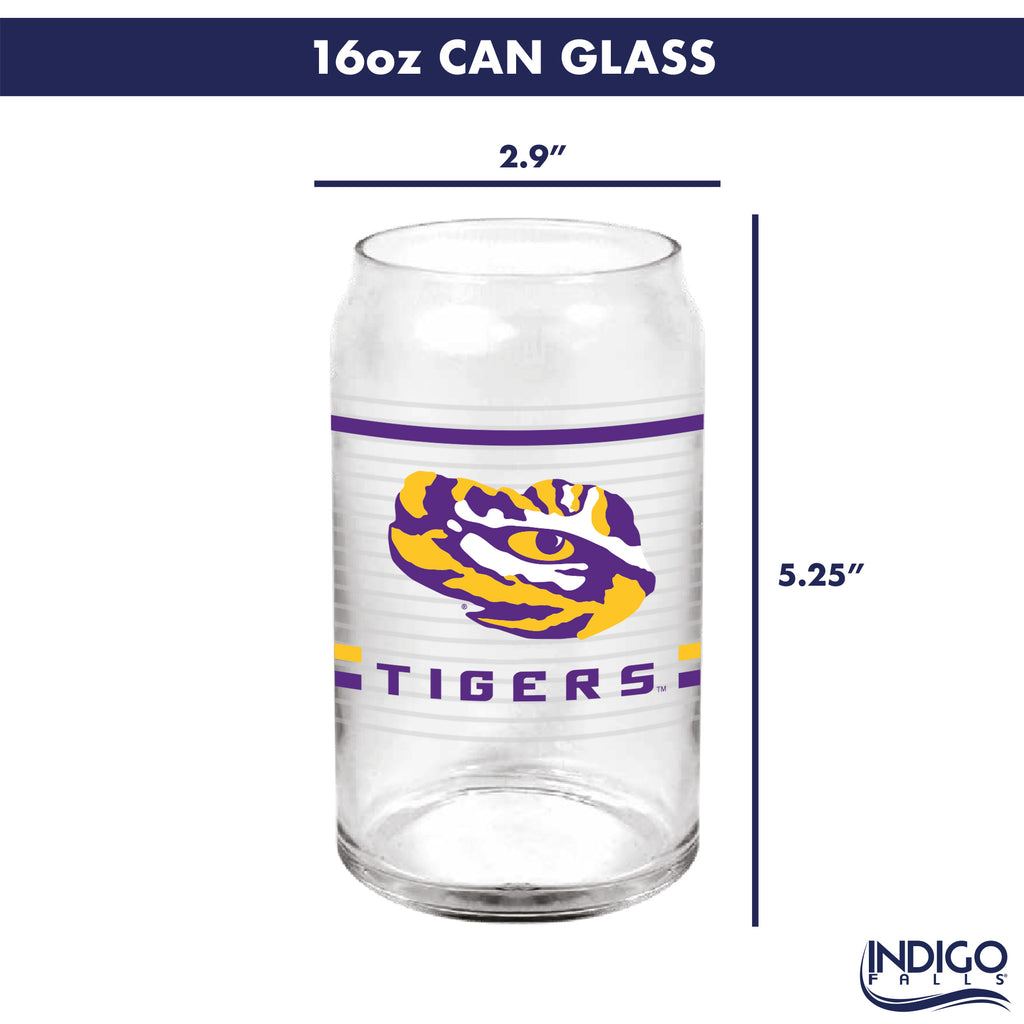 Set of 2 LSU Tigers 16oz XD Ring Can Glasses