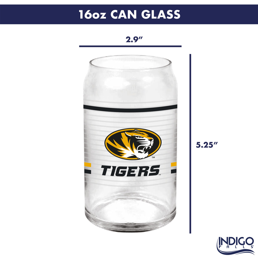 Set of 2 Missouri Tigers 16oz XD Ring Can Glasses