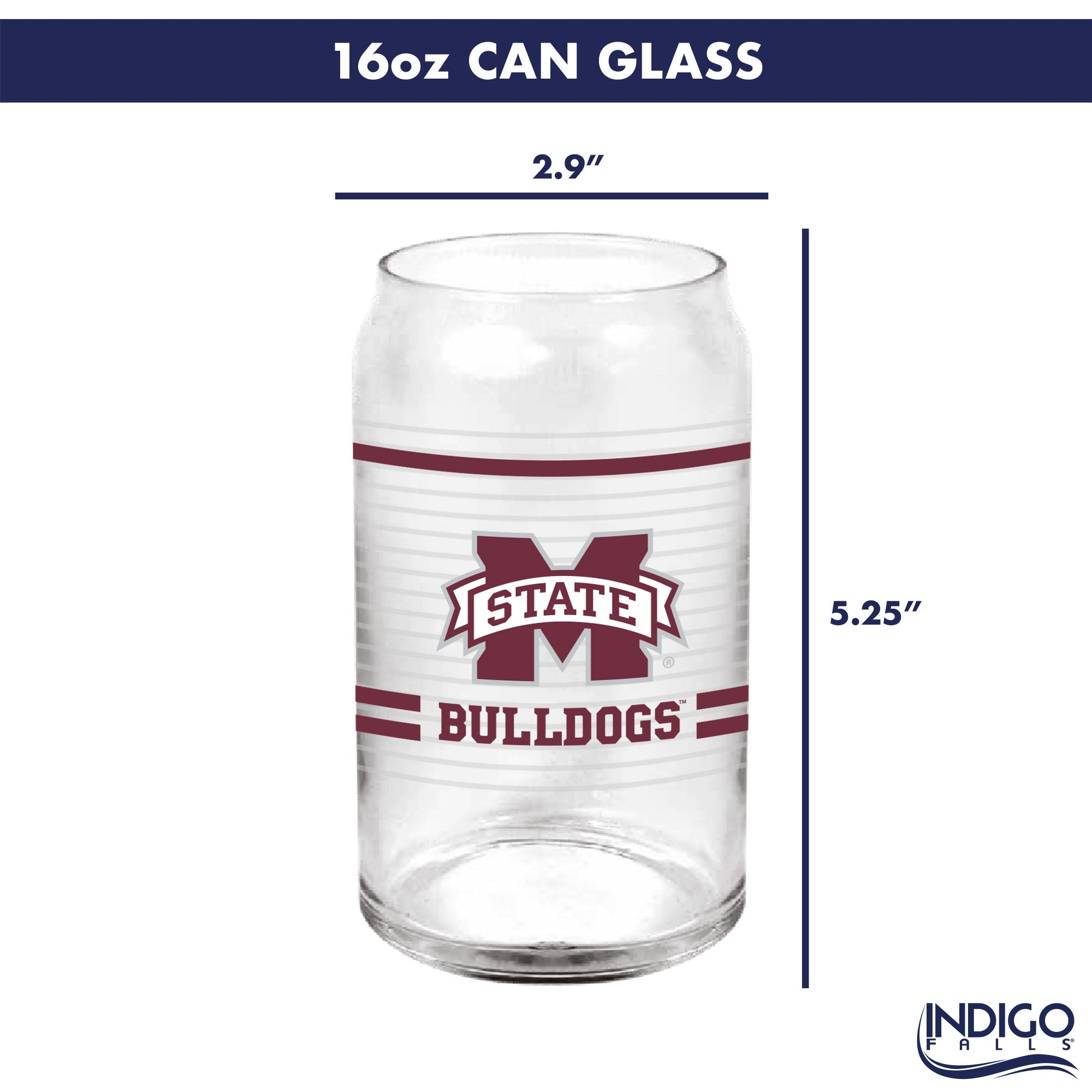 Set of 2 Mississippi State Bulldogs 16oz XD Ring Can Glasses