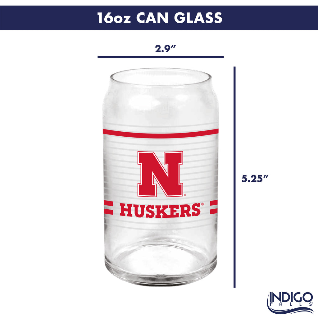 Set of 2 Nebraska Cornhuskers 16oz XD Ring Can Glasses