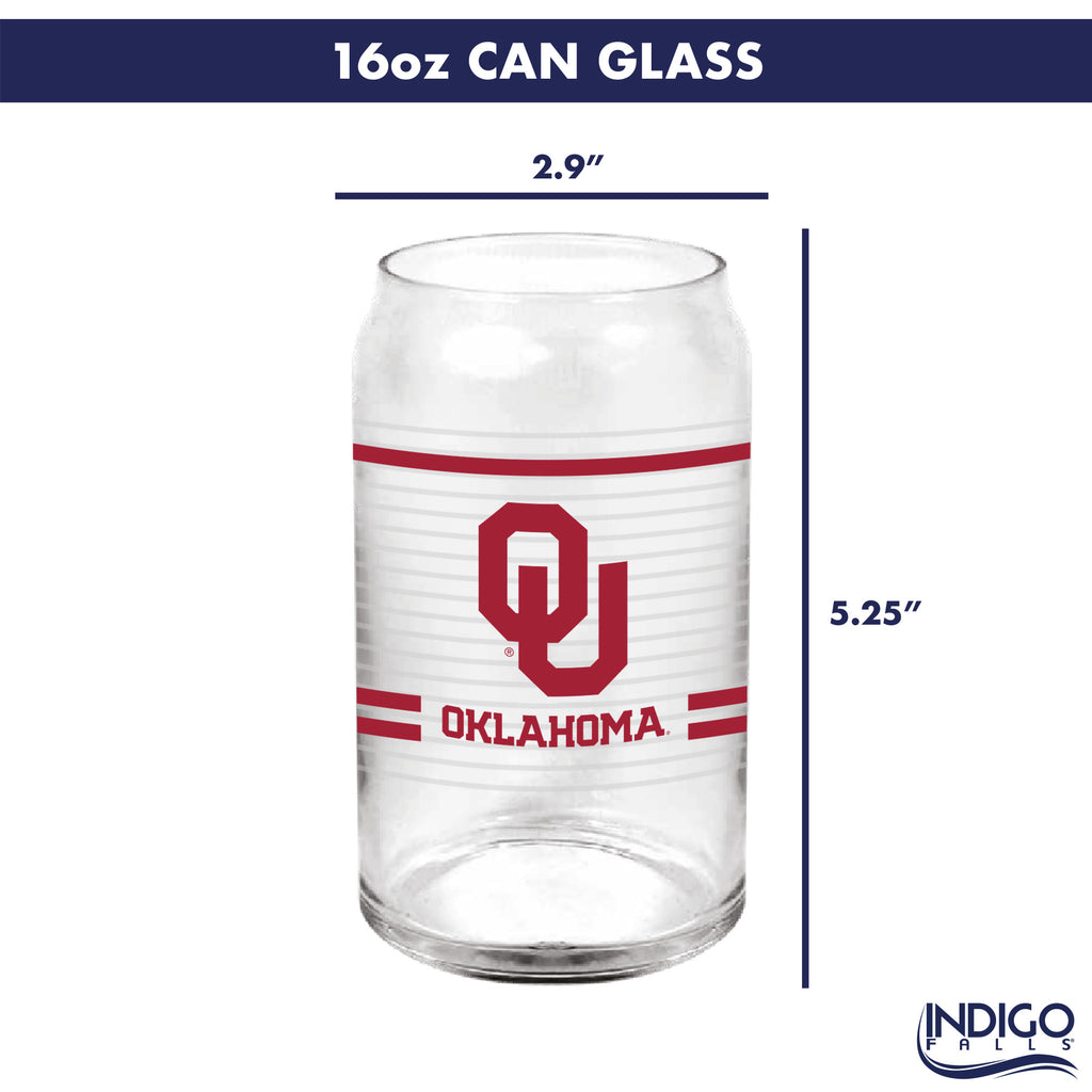 Set of 2 Oklahoma Sooners 16oz XD Ring Can Glasses