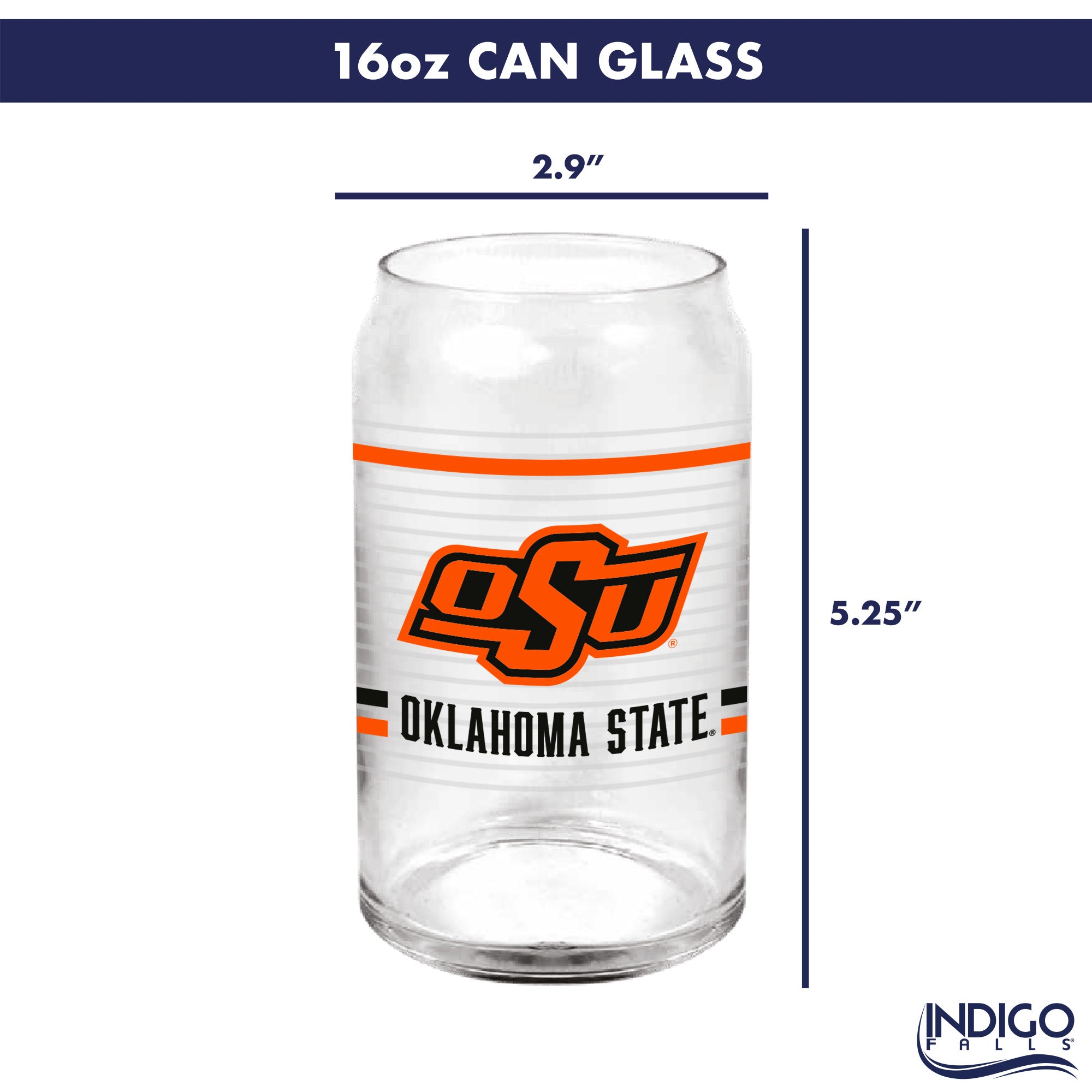 Set of 2 Oklahoma State Cowboys 16oz XD Ring Can Glasses