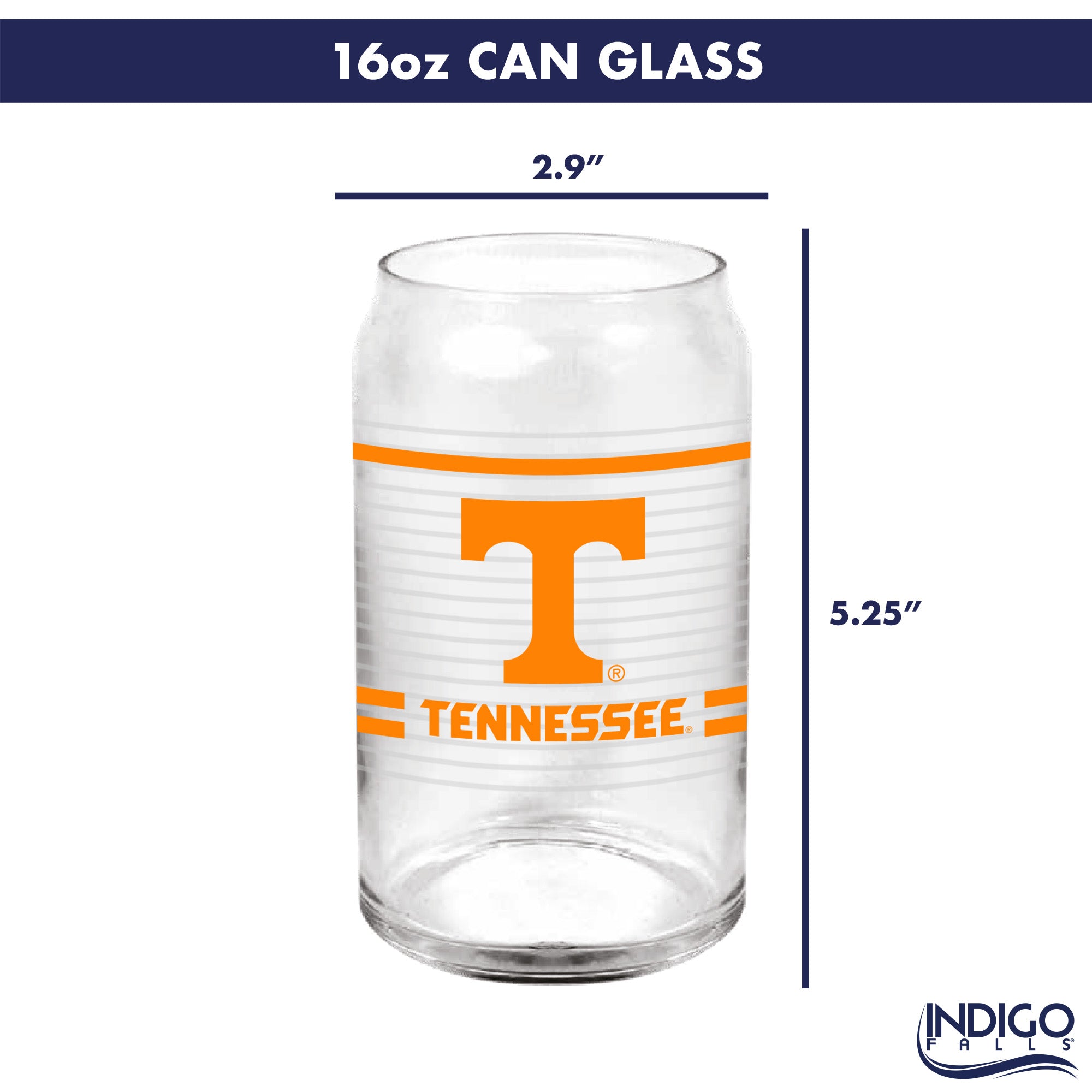 Set of 2 Tennessee Volunteers 16oz XD Ring Can Glasses