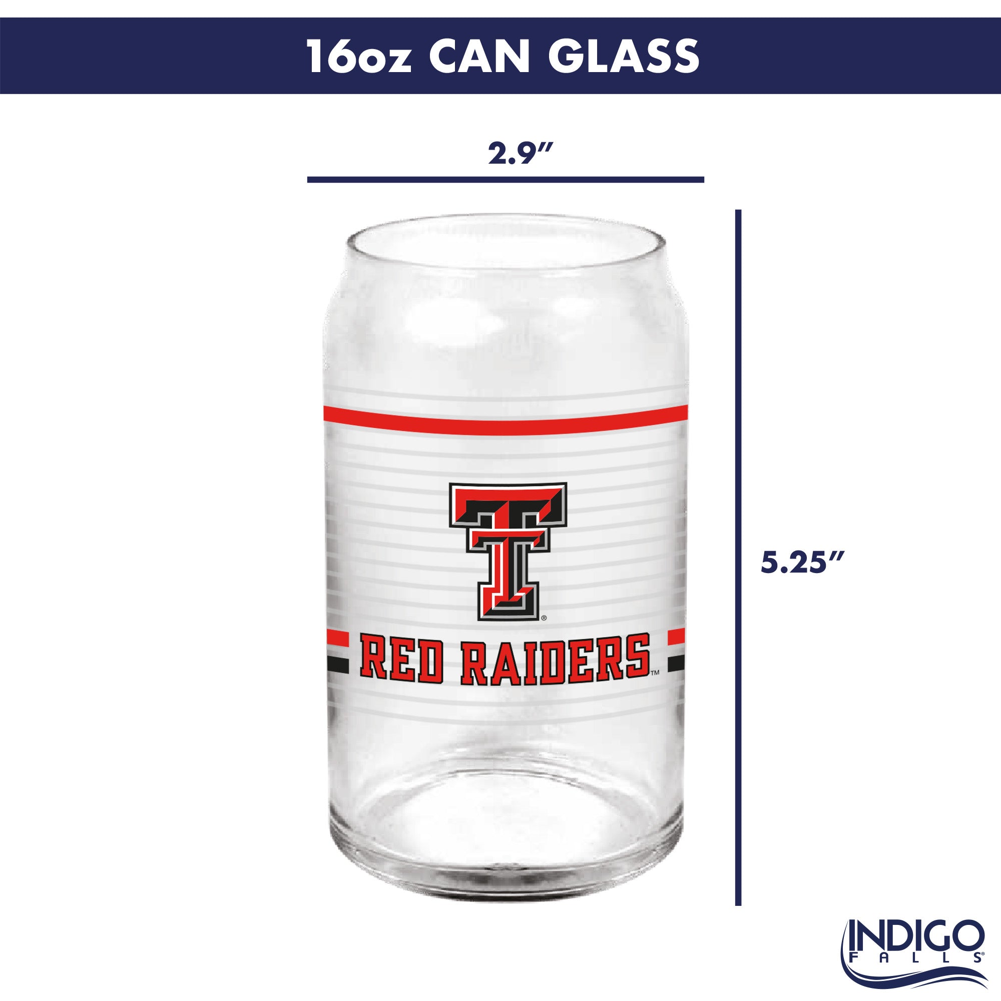 Set of 2 Texas Tech Red Raiders 16oz XD Ring Can Glasses