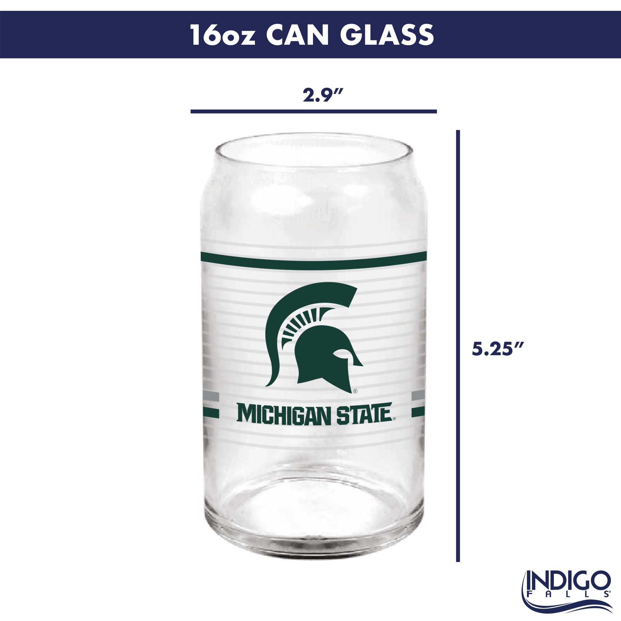 Set of 2 Michigan State Spartans 16oz XD Ring Can Glasses