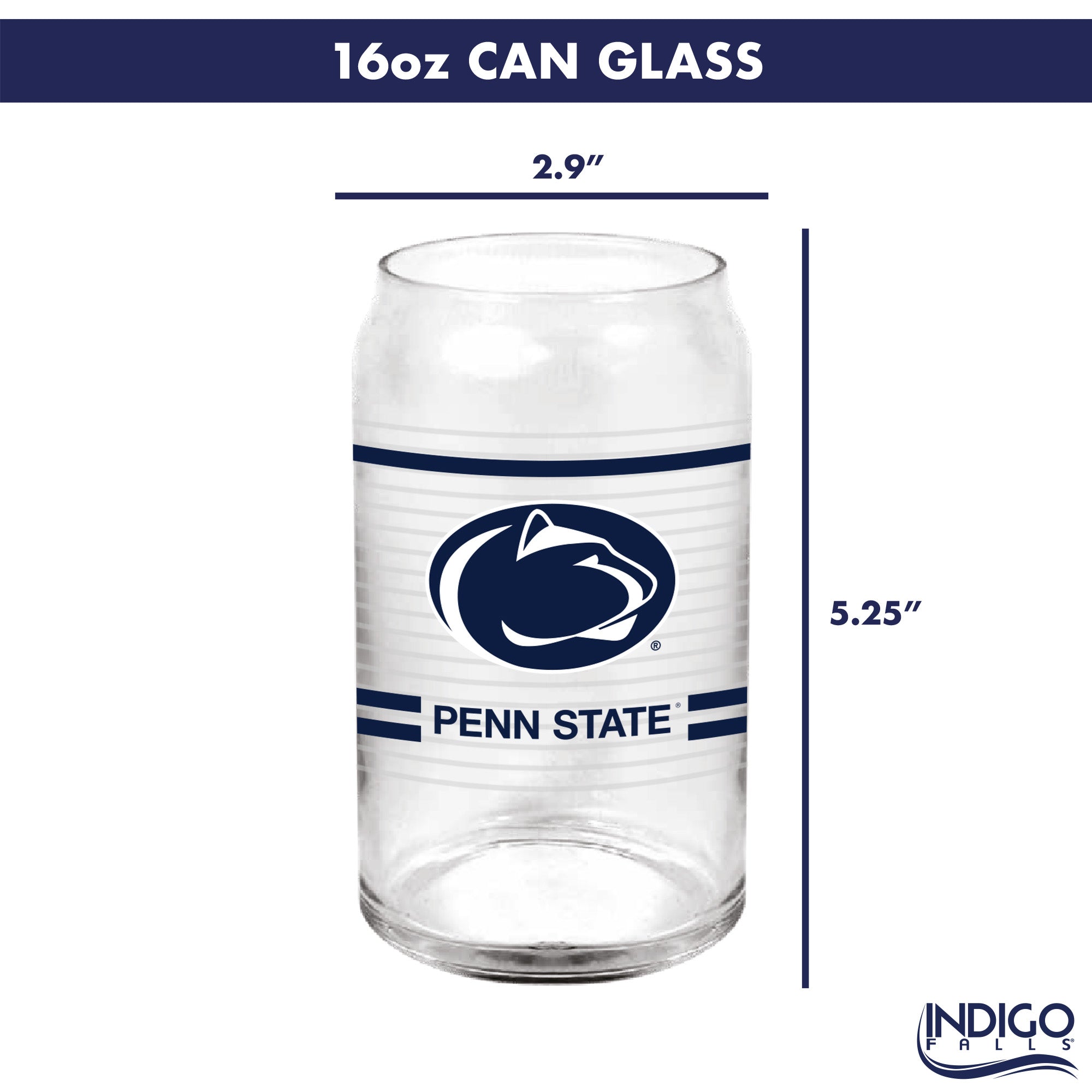 Set of 2 Penn State Nittany Lions 16oz XD Ring Can Glasses