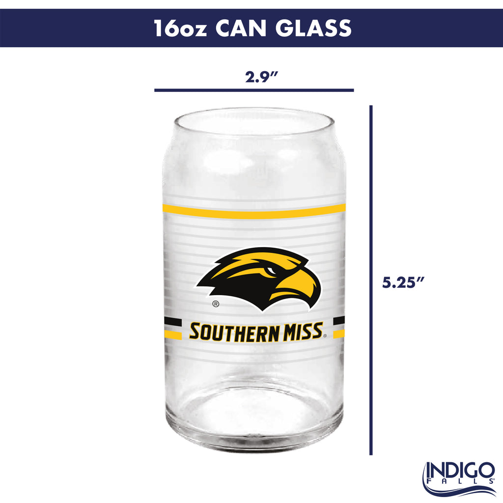 Set of 2 Southern Miss Golden Eagles 16oz XD Ring Can Glasses