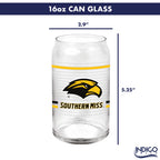Set of 2 Southern Miss Golden Eagles 16oz XD Ring Can Glasses