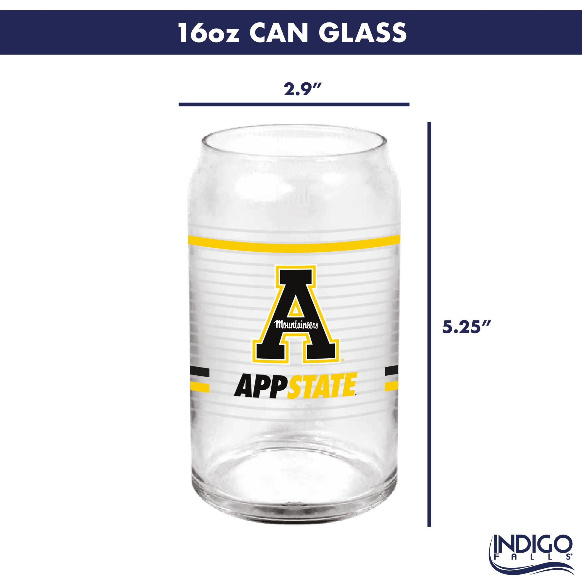 Set of 2 App State Mountaineers 16oz XD Ring Can Glasses