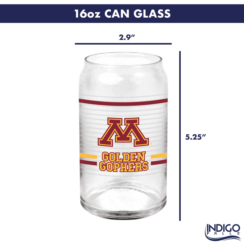 Set of 2 Minnesota Golden Gophers 16oz XD Ring Can Glasses