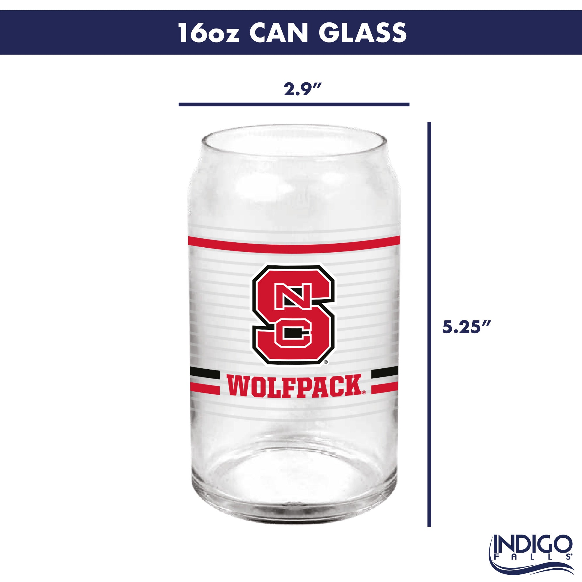 Set of 2 NC State Wolfpack 16oz XD Ring Can Glasses