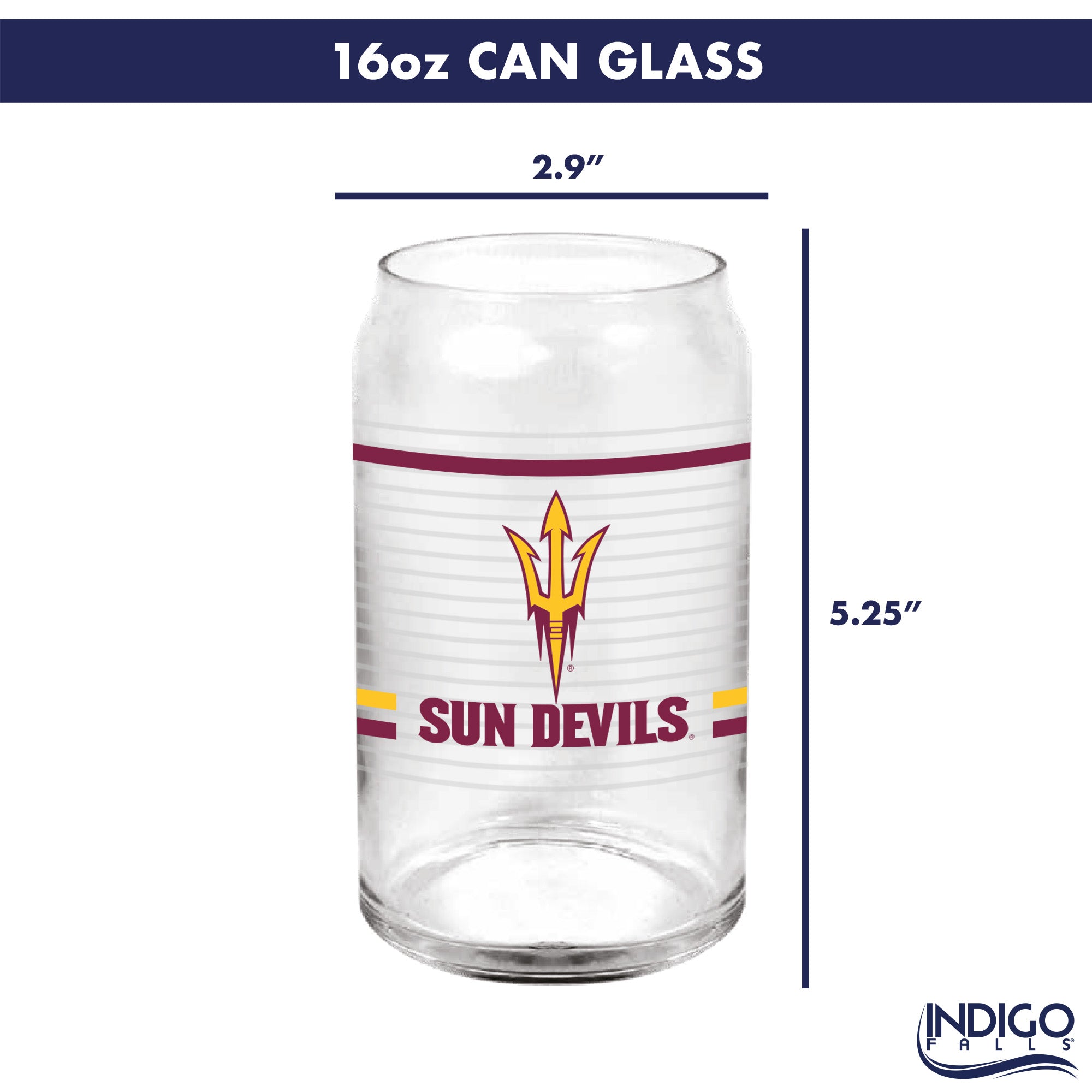 Set of 2 Arizona State Sun Devils 16oz XD Ring Can Glasses