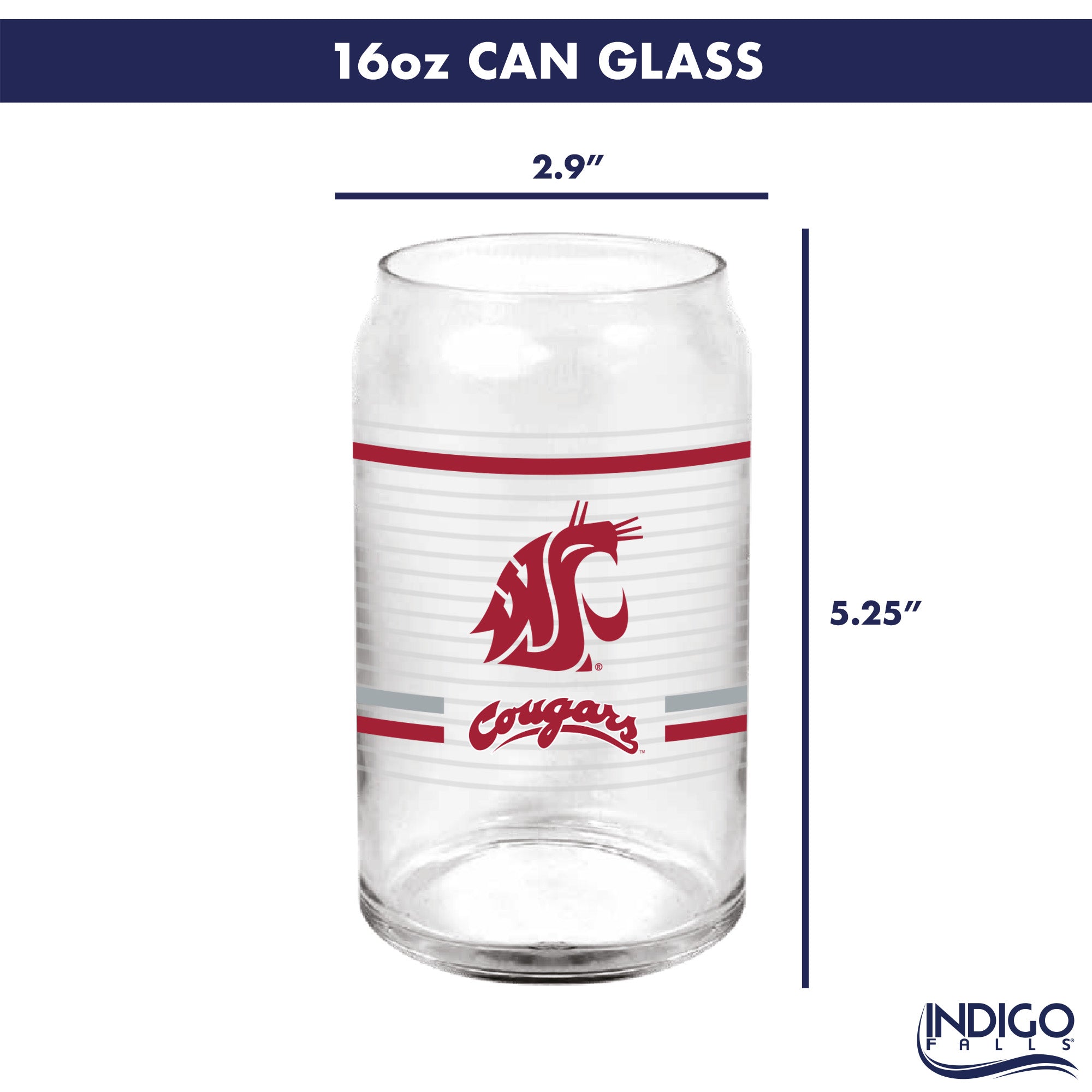 Set of 2 Washington State Cougars 16oz XD Ring Can Glasses