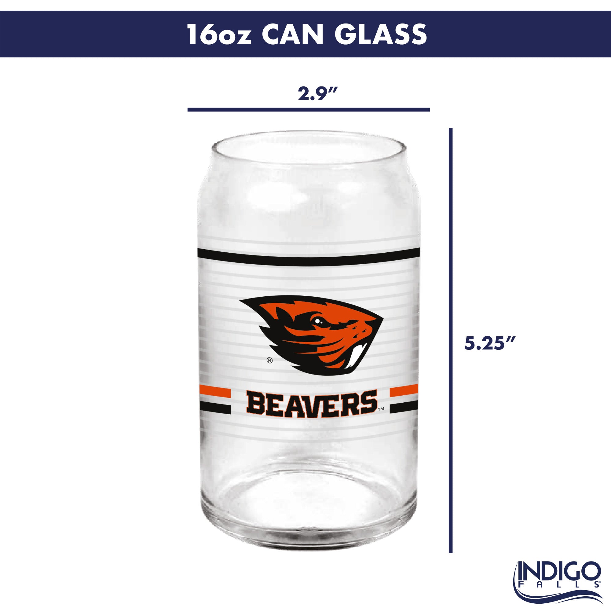 Set of 2 Oregon State Beavers 16oz XD Ring Can Glasses
