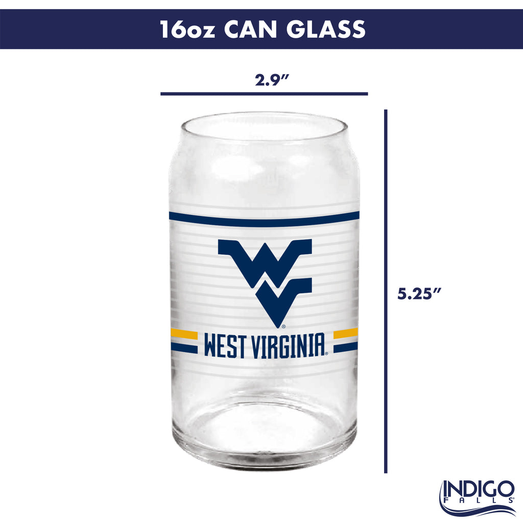 Set of 2 West Virginia Mountaineers 16oz XD Ring Can Glasses