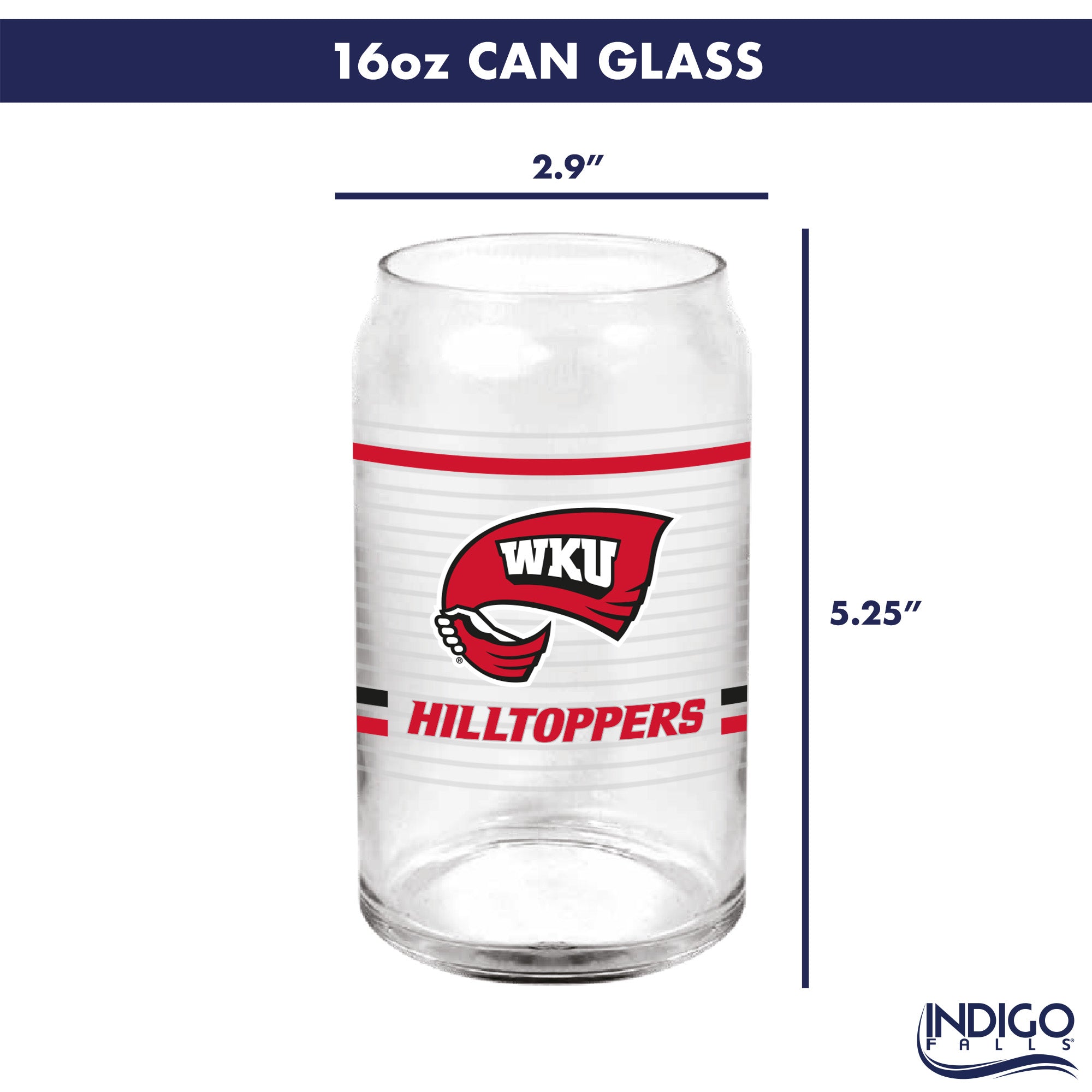 Set of 2 Western Kentucky Hilltoppers 16oz XD Ring Can Glasses