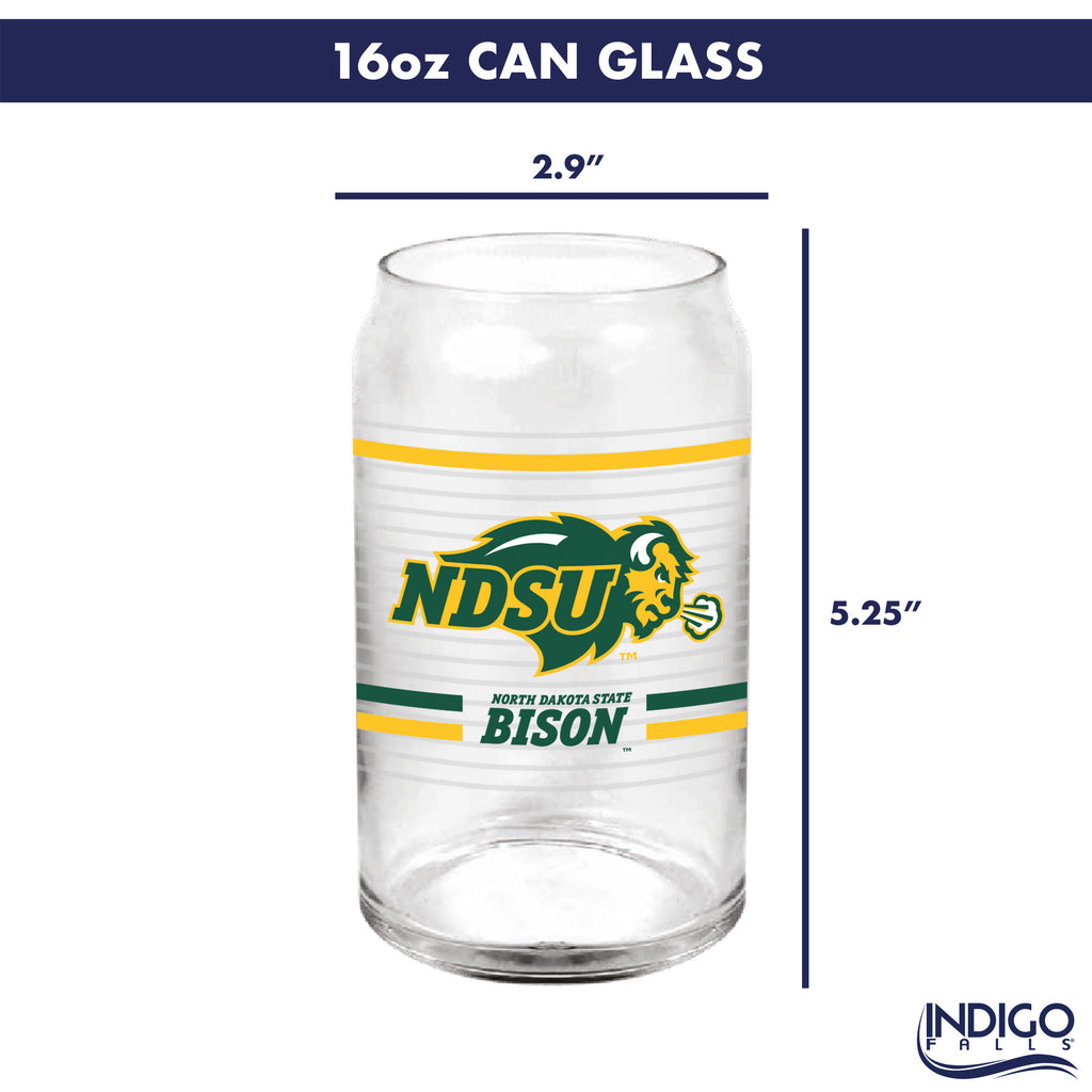 Set of 2 North Dakota State Bisons 16oz XD Ring Can Glasses