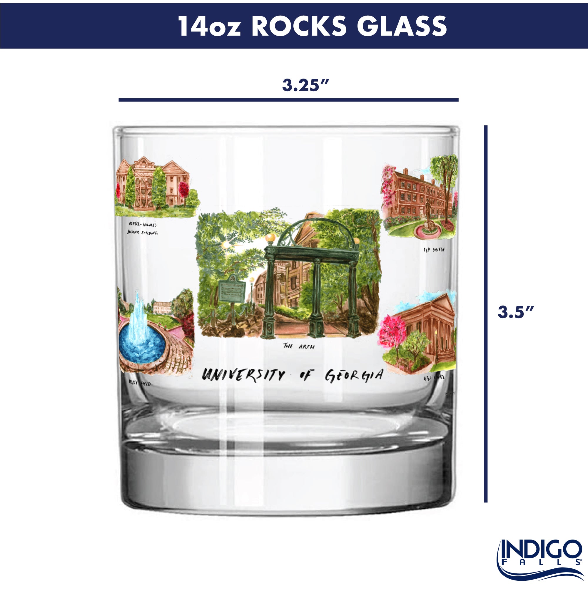 14oz Georgia Bulldogs Laura Wilcox University Collection 2-Pack Glass Set
