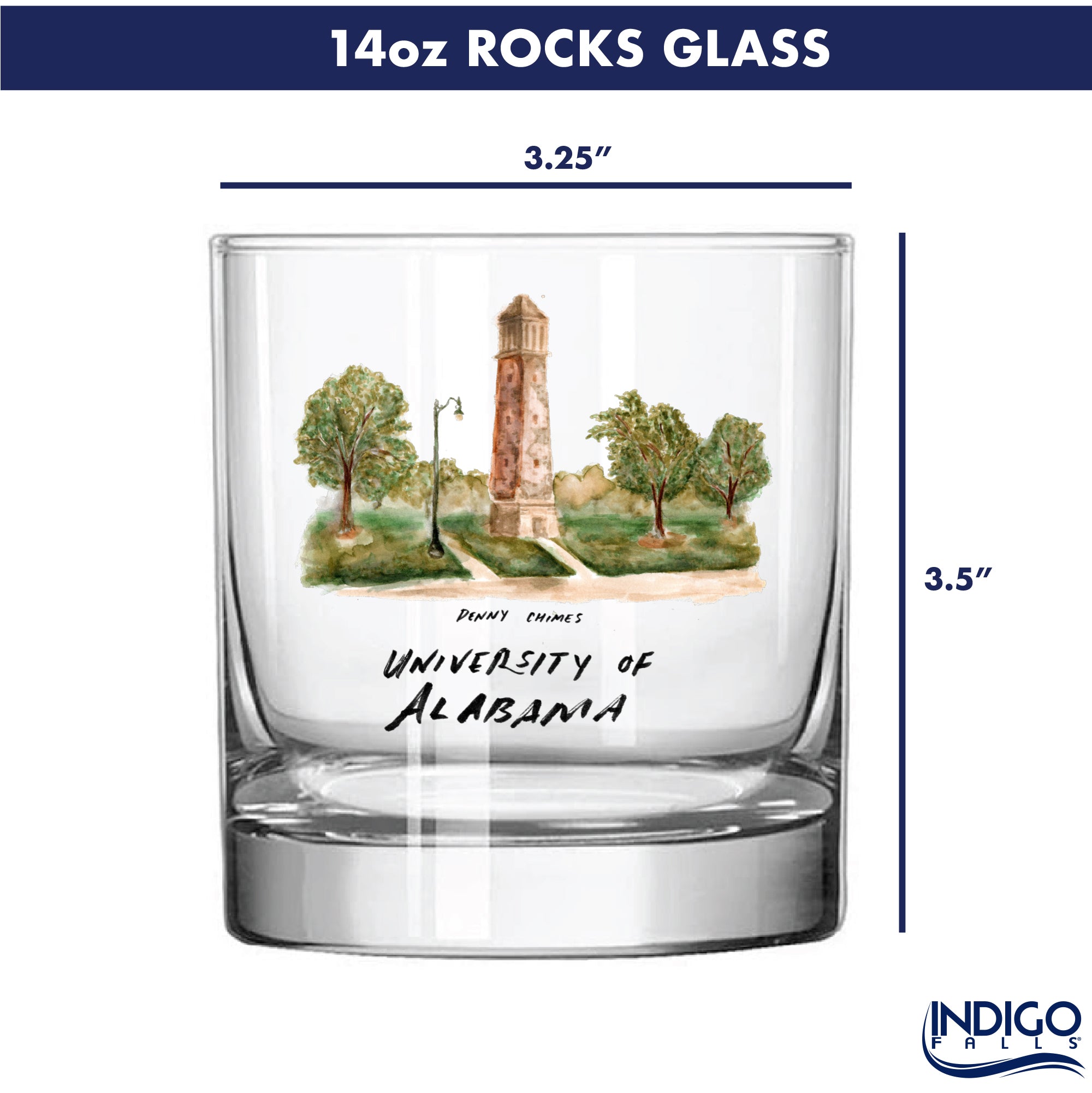 14oz Alabama Crimson Tide Laura Wilcox University Collection 2-Pack Glass Set