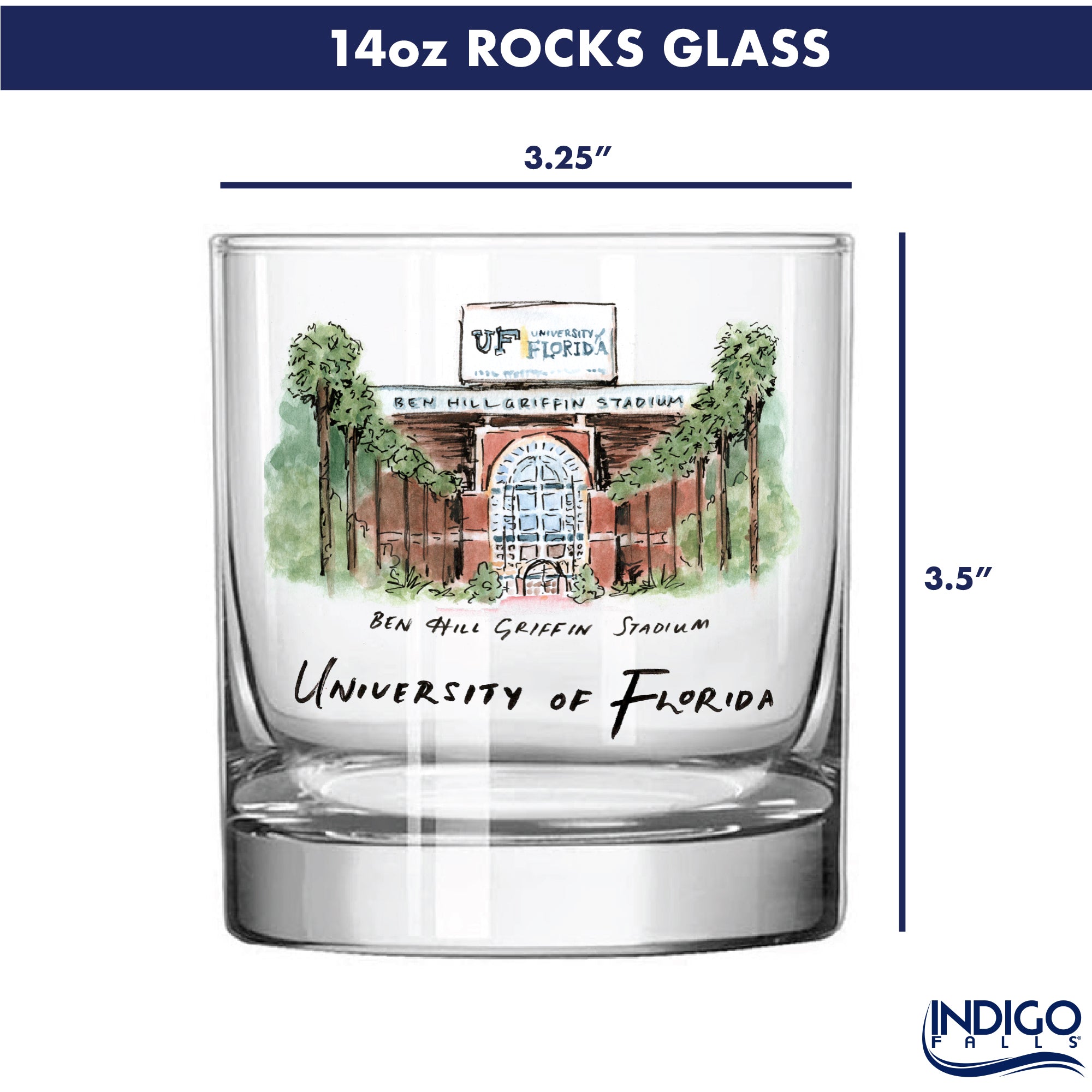 14oz Florida Gators Laura Wilcox University Collection 2-Pack Glass Set