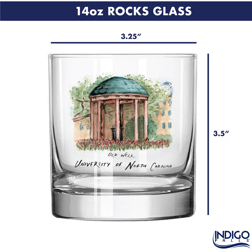 14oz North Carolina Tar Heels Laura Wilcox University Collection 2-Pack Glass Set