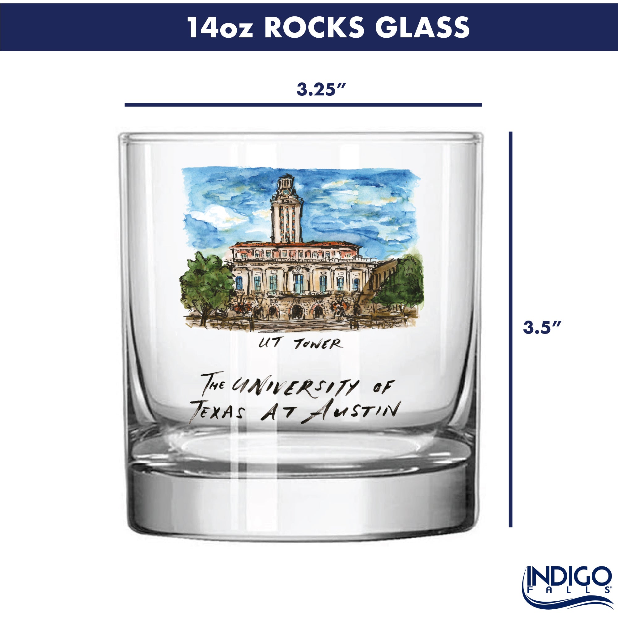 14oz Texas Longhorns Laura Wilcox University Collection 2-Pack Glass Set